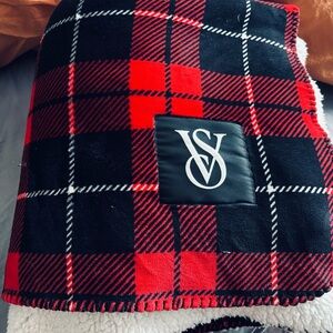 Victoria's Secret Red and Black Plaid Throw Blanket